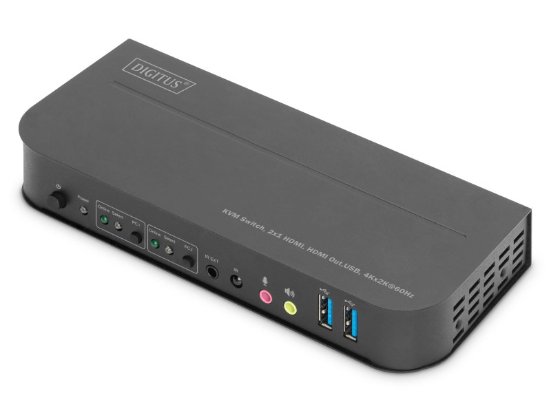 DIGITUS Switch KVM avec hub USB intégré, noir