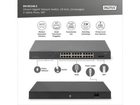 DIGITUS Commutateur réseau Gigabit 19', 24 ports
