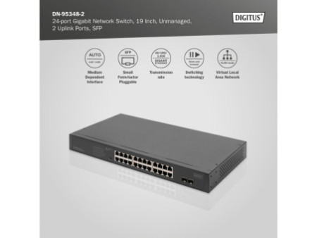 DIGITUS Commutateur réseau Gigabit 19', 24 ports
