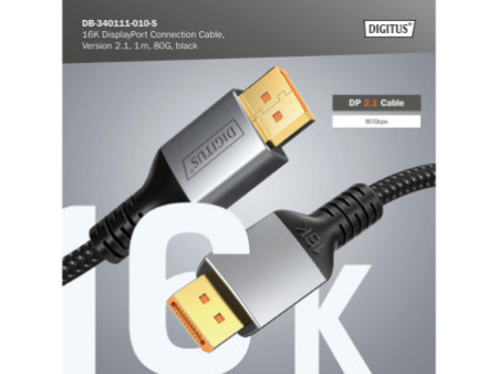 DIGITUS Câble Displayport 16K 2.1, 1,0 m, noir