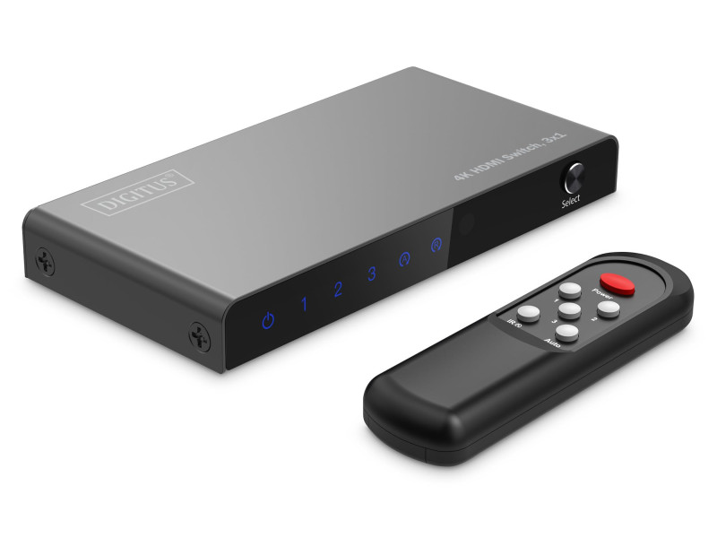 DIGITUS Commutateur HDMI 4K, 3x1, noir