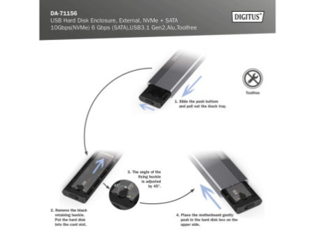 DIGITUS Boîtier USB pour disques SSD, externe, NVMe + SATA