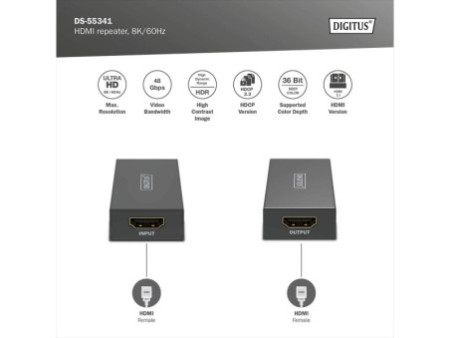 DIGITUS Répéteur HDMI, 8K/60Hz, noir
