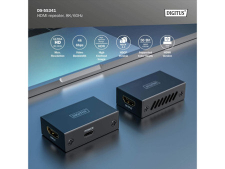 DIGITUS Répéteur HDMI, 8K/60Hz, noir