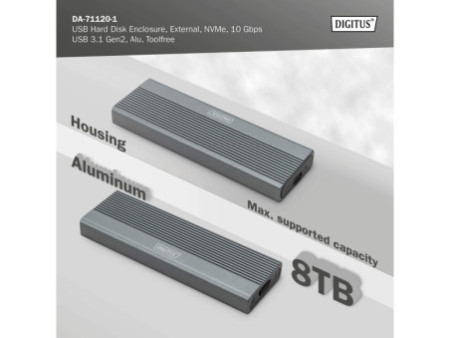 DIGITUS Boîtier USB pour disques SSD, externe, NVMe, 10 Gbps