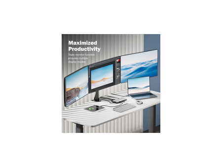 DIGITUS Station d'accueil USB-C, 11 ports, gris/noir