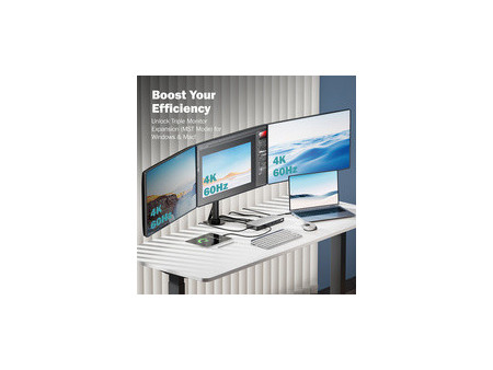 DIGITUS Station d'accueil USB-C, 13 ports, gris/noir