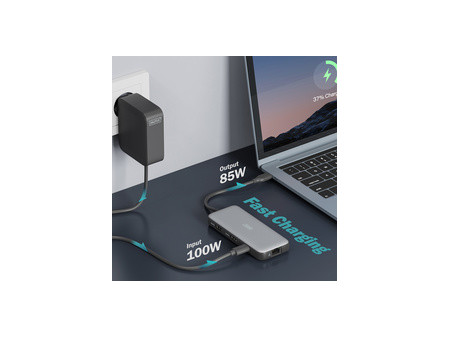 DIGITUS Station d'accueil USB-C, 8 ports, gris/noir