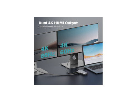 DIGITUS Station d'accueil USB-C, 8 ports, gris/noir