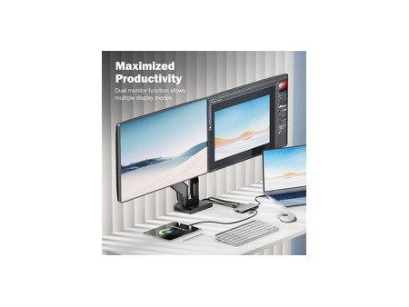 DIGITUS Station d'accueil USB-C, 8 ports, gris/noir