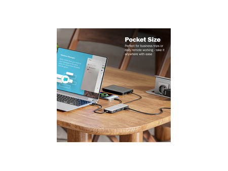 DIGITUS Station d'accueil USB-C, 8 ports, gris/noir