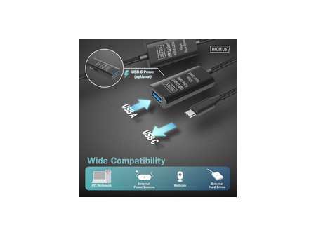 DIGITUS Câble de rallonge actif USB 3.2 Gen1, 5 m