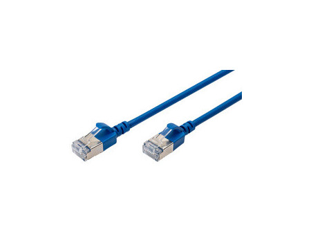 DIGITUS Câble de brassage Slim, cat. 6A, F/FTP, 0,5 m, bleu