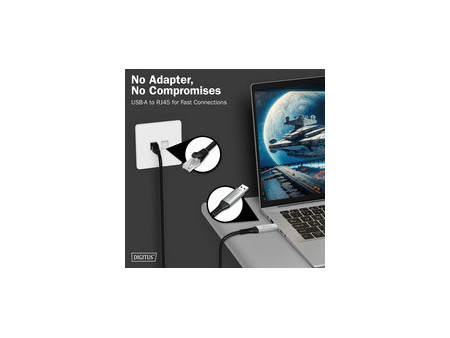 DIGITUS Câble Ethernet USB 3.2, USB-A - RJ45 mâle, 5 m