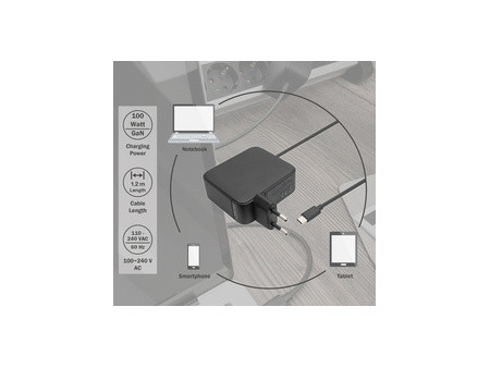 DIGITUS Chargeur USB-C pour laptop, 100 W GaN, noir