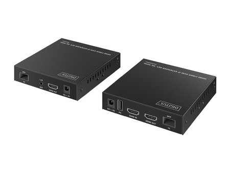 DIGITUS Kit d'extension IP HDMI 4K, fibre, 300 m / 40 km