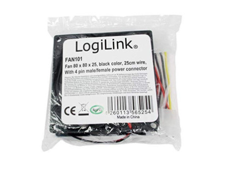 LogiLink Ventilateur pour boîtier, 80 x 80 x 25 mm, noir