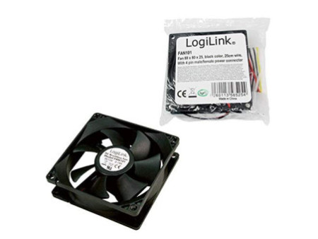 LogiLink Ventilateur pour boîtier, 80 x 80 x 25 mm, noir