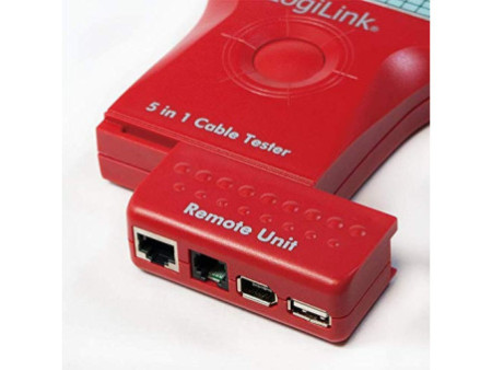 LogiLink Testeur de câble 5 en 1, avec une unité émettrice