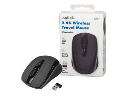 LogiLink Mini souris optique pour notebook, sans fil, noir