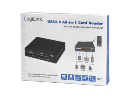 Logilink Lecteur de cartes USB 2.0, 54 en 1, boîtier en