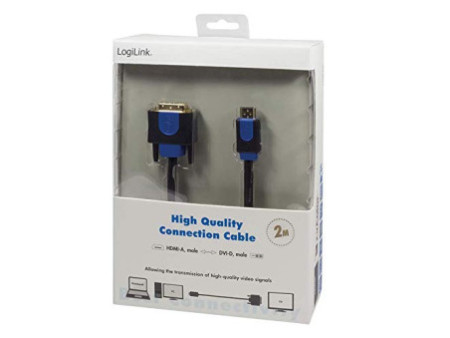 LogiLink Câble HDMI High Speed, HDMI - DVI-D, 2 m