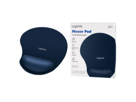 LogiLink Repose-poignet à gel avec tapis de souris, bleu