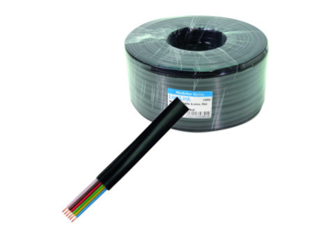 LogiLink Câble téléphonique, 100 m, 6 fils, plat, noir