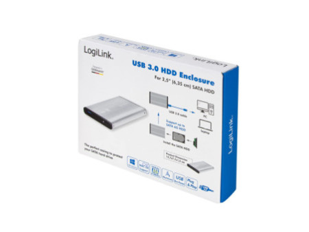 LogiLink Boîtier pour disque dur SATA 2,5', USB 3.0, argent
