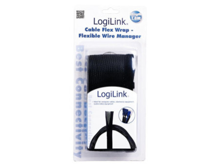 LogiLink Gaine pour câble, en tissu, noir, 1,80 m