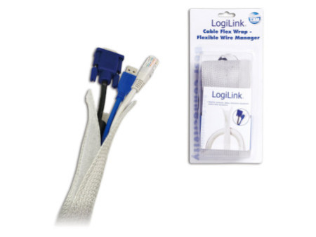 LogiLink Gaine pour câble, en tissu, gris, 1,80 m