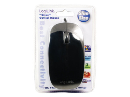 LogiLink Souris optique, plat, avec fil, noir