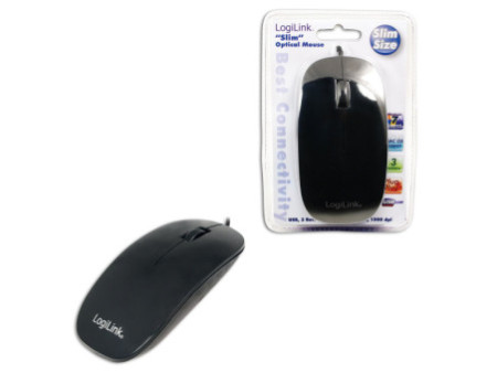 LogiLink Souris optique, plat, avec fil, noir