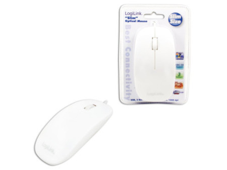 LogiLink Souris optique, plat, avec fil, blanc
