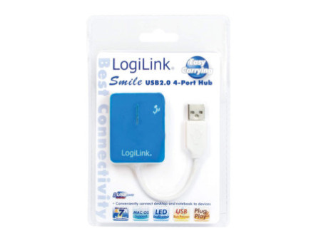 LogiLink Hub USB 2.0 Smile, 4 ports, bleu