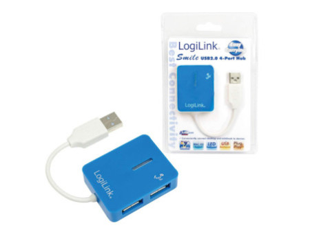 LogiLink Hub USB 2.0 Smile, 4 ports, bleu