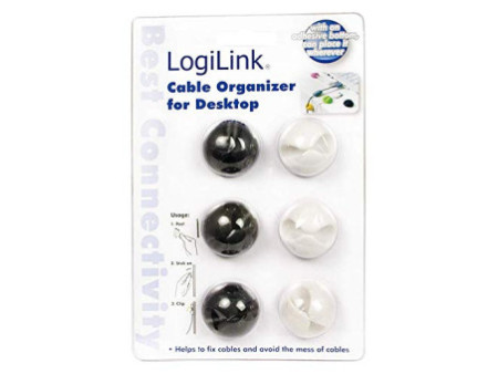 LogiLink Attache-câbles, autoadhésif, en blanc & noir