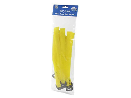 LogiLink Attache-câbles auto-agrippante, 300 x 20 mm, jaune