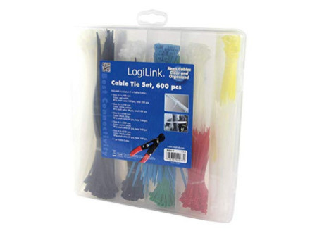 LogiLink Kit d'attache-câbles, assortis, nylon, contenu: 600