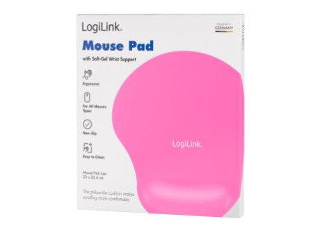 LogiLink Repose-poignet à gel avec tapis de souris, rose