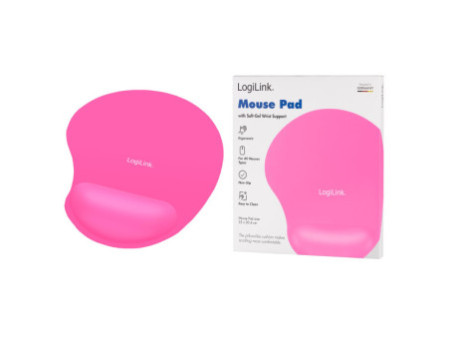 LogiLink Repose-poignet à gel avec tapis de souris, rose