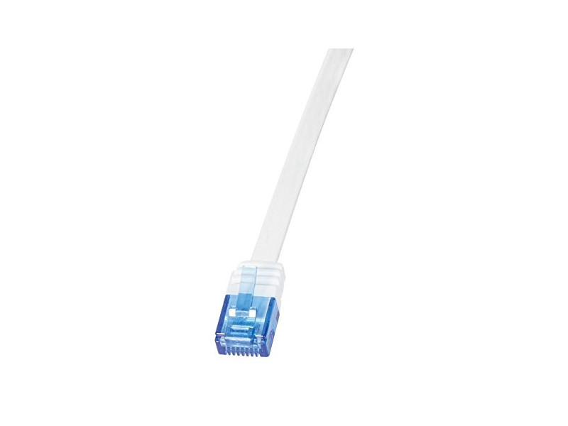 LogiLink Câble patch plat U/UTP, Cat. 5e, 1 m, blanc