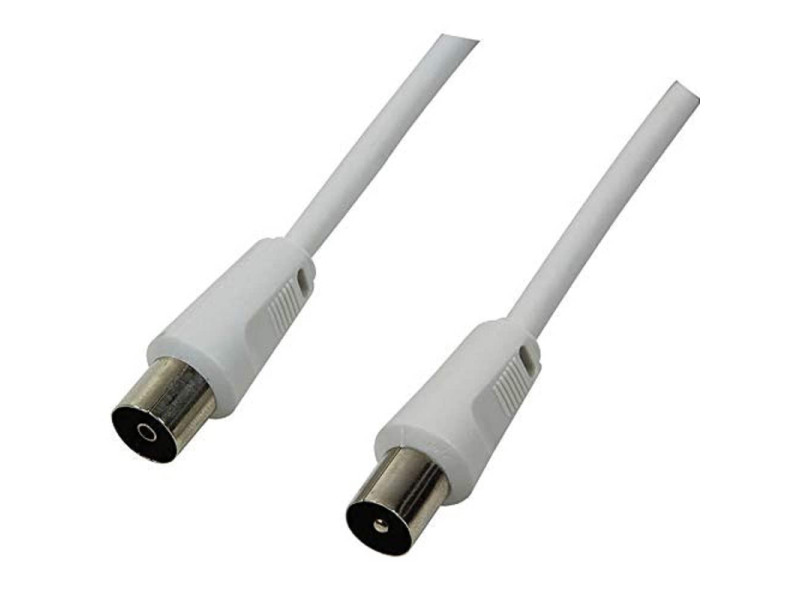 LogiLink Câble d'antenne, mâle - femelle, blanc, 2,5 m