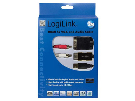 LogiLink Convertisseur HDMI vers VGA/audio, 2 m, noir