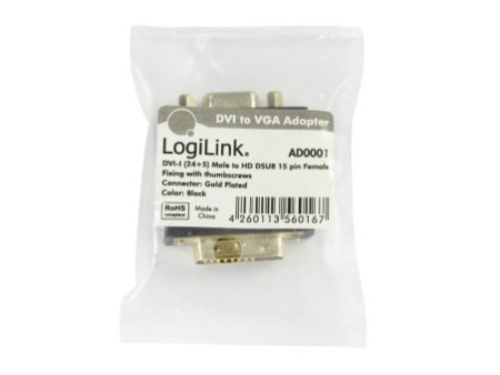 Logilink Adaptateur DVI mâle 24+5 pôles-VGA femelle 15 pôles