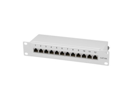 LogiLink Panneau de brassage 10' cat. 6A, 12 ports, gris