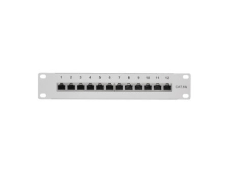 LogiLink Panneau de brassage 10' cat. 6A, 12 ports, gris