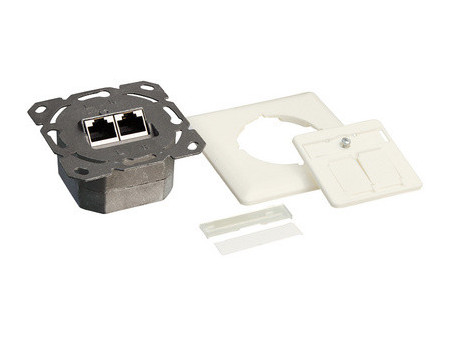 LogiLink Prise RJ45 double Cat.6A, 2 x RJ45, blanc pur