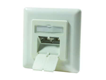 LogiLink Prise RJ45 double Cat.6, 2 x port RJ45, blanc pur