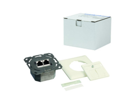 LogiLink Prise RJ45 double Cat.6, 2 x port RJ45, blanc pur